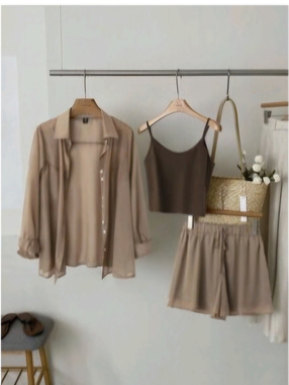 SHEIN Women's 3-Piece Short Set in Brown 1XL (14)- New In Bag